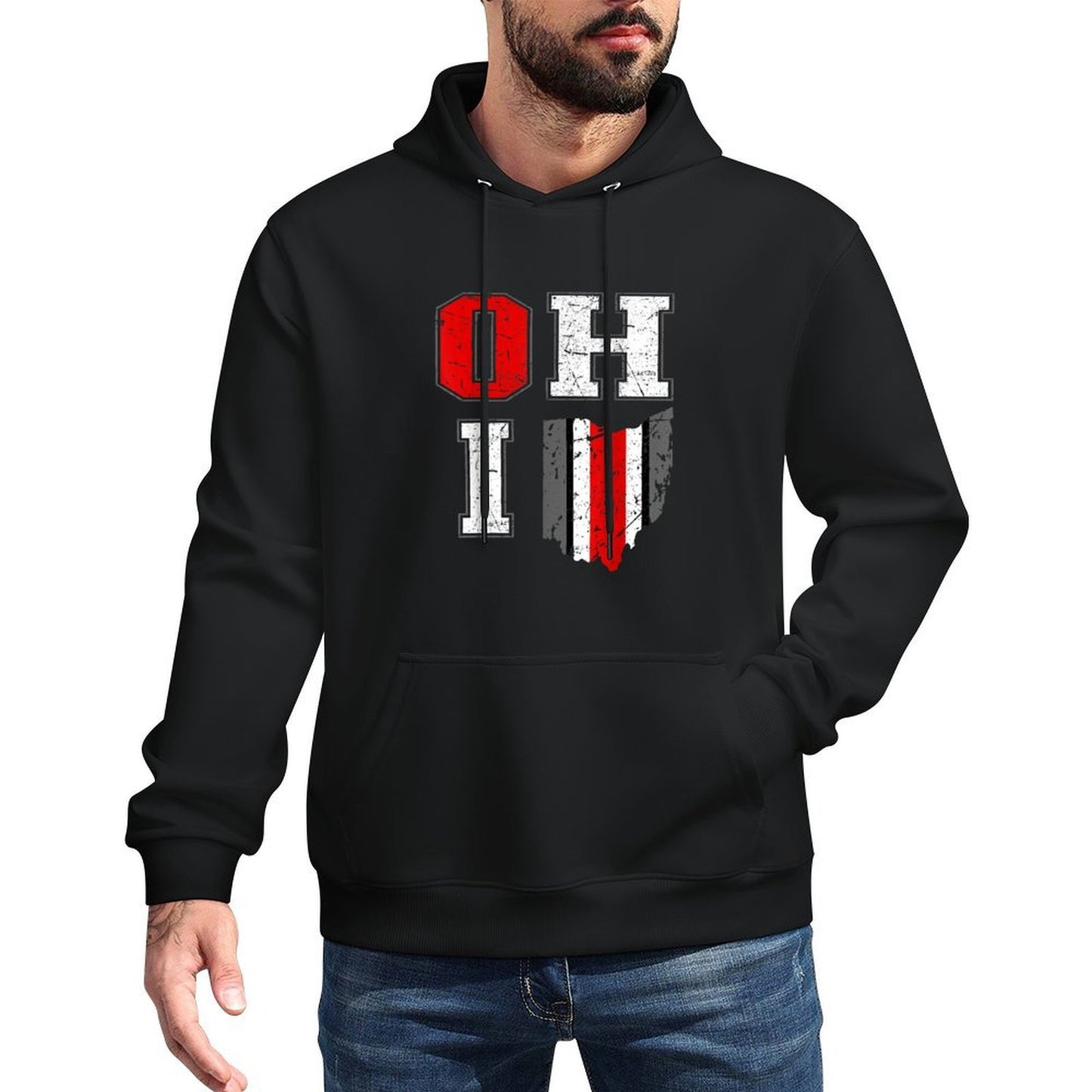 Vintage OHIO Tee State of Ohio Map Women Men Versatile Streetwear Hoodie