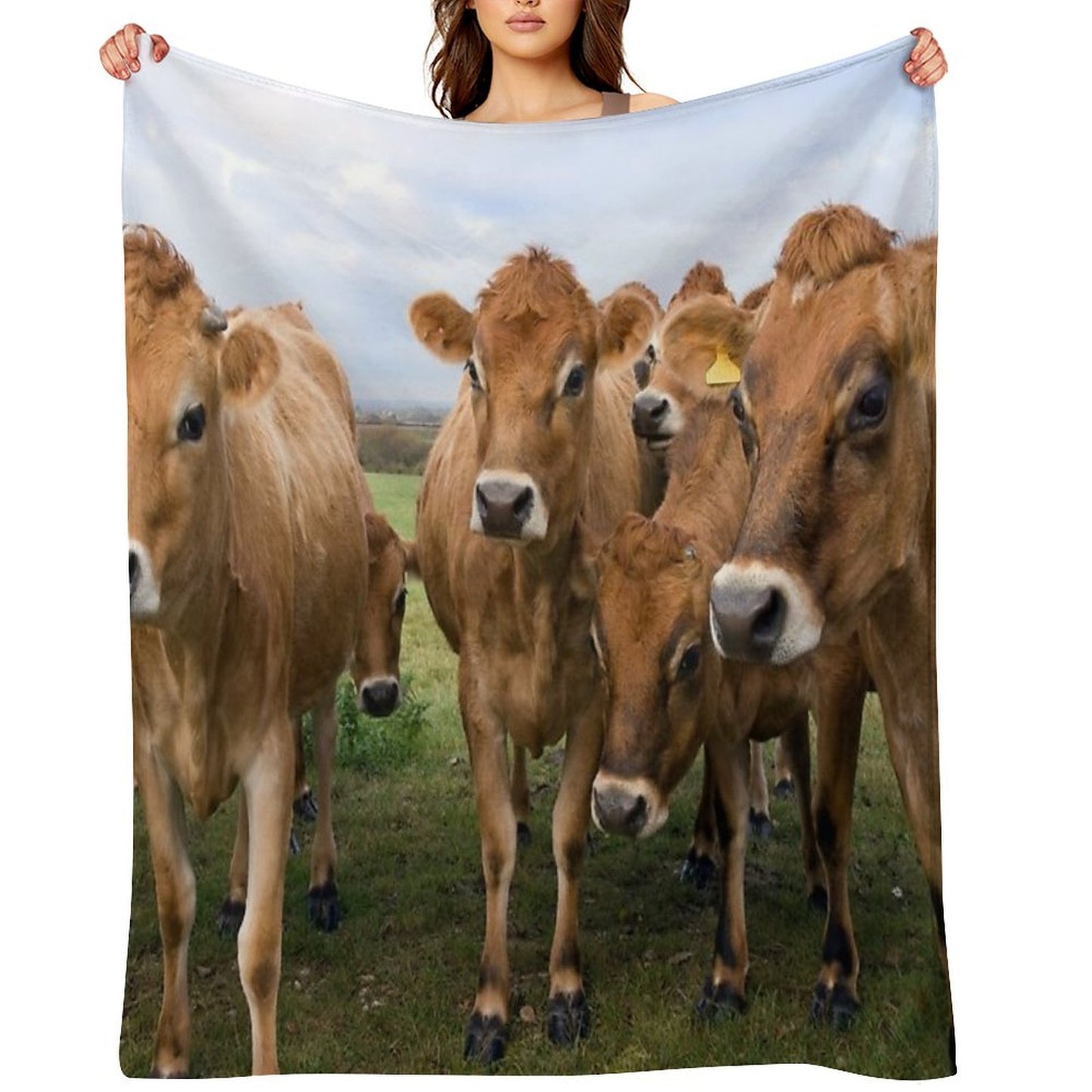 Curious Jersey Cows Throw Blanket