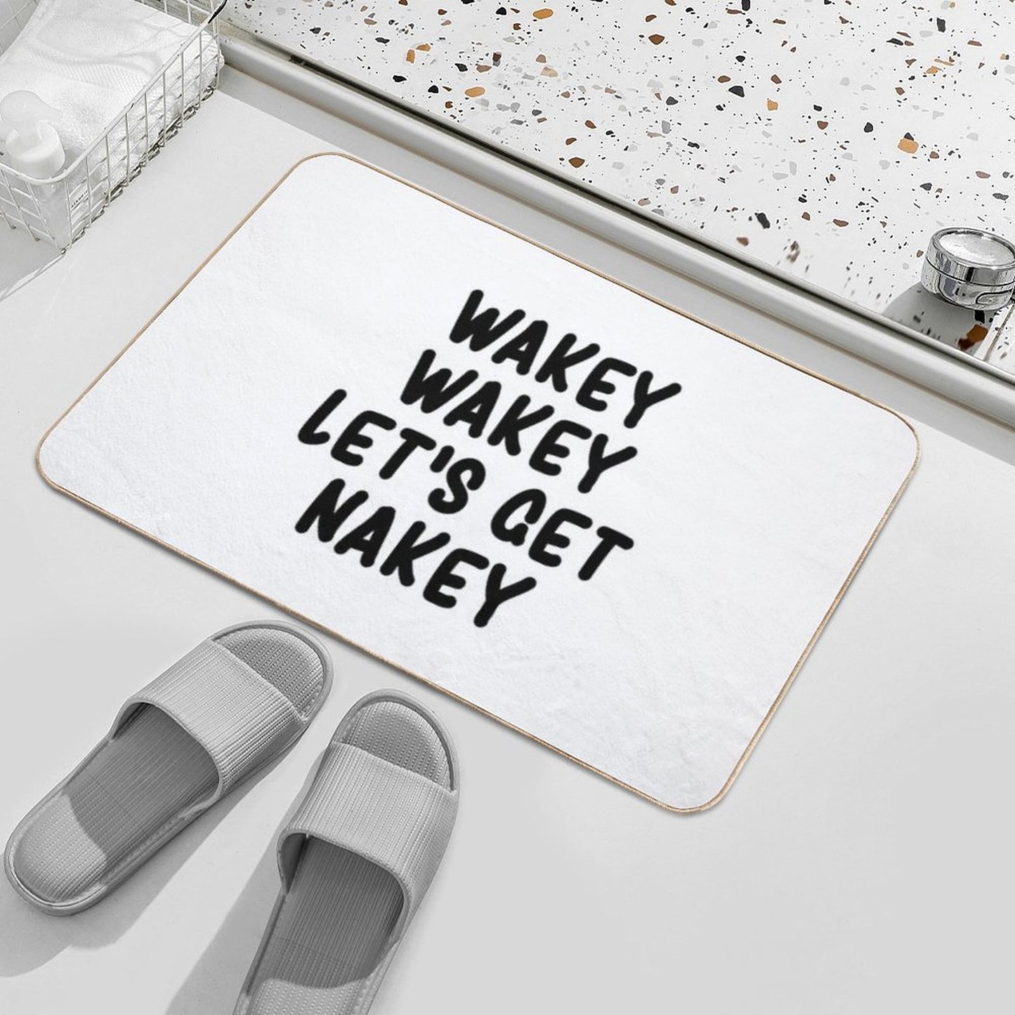 Wakey Wakey Let's Get Nakey Funny Bath Mat