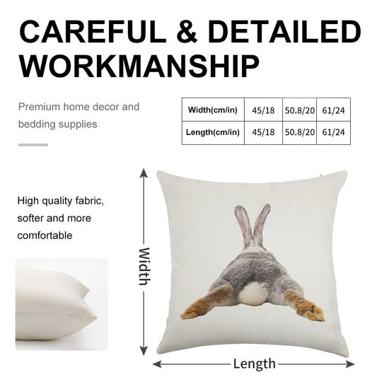 Cute Bunny Rabbit Tail Butt Image Picture Linen Throw Pillow Cover