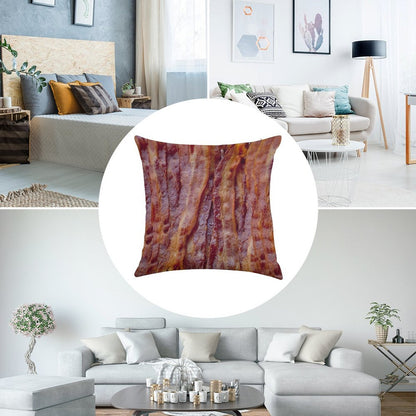 Fried Bacon Linen Throw Pillow Cover
