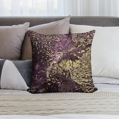 Two Purple Leaves in Melted Gold Soft Home Decor Throw Pillow