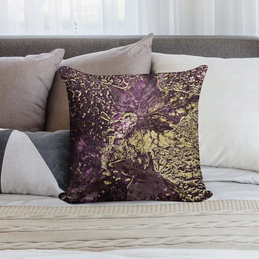 Two Purple Leaves in Melted Gold Soft Home Decor Throw Pillow
