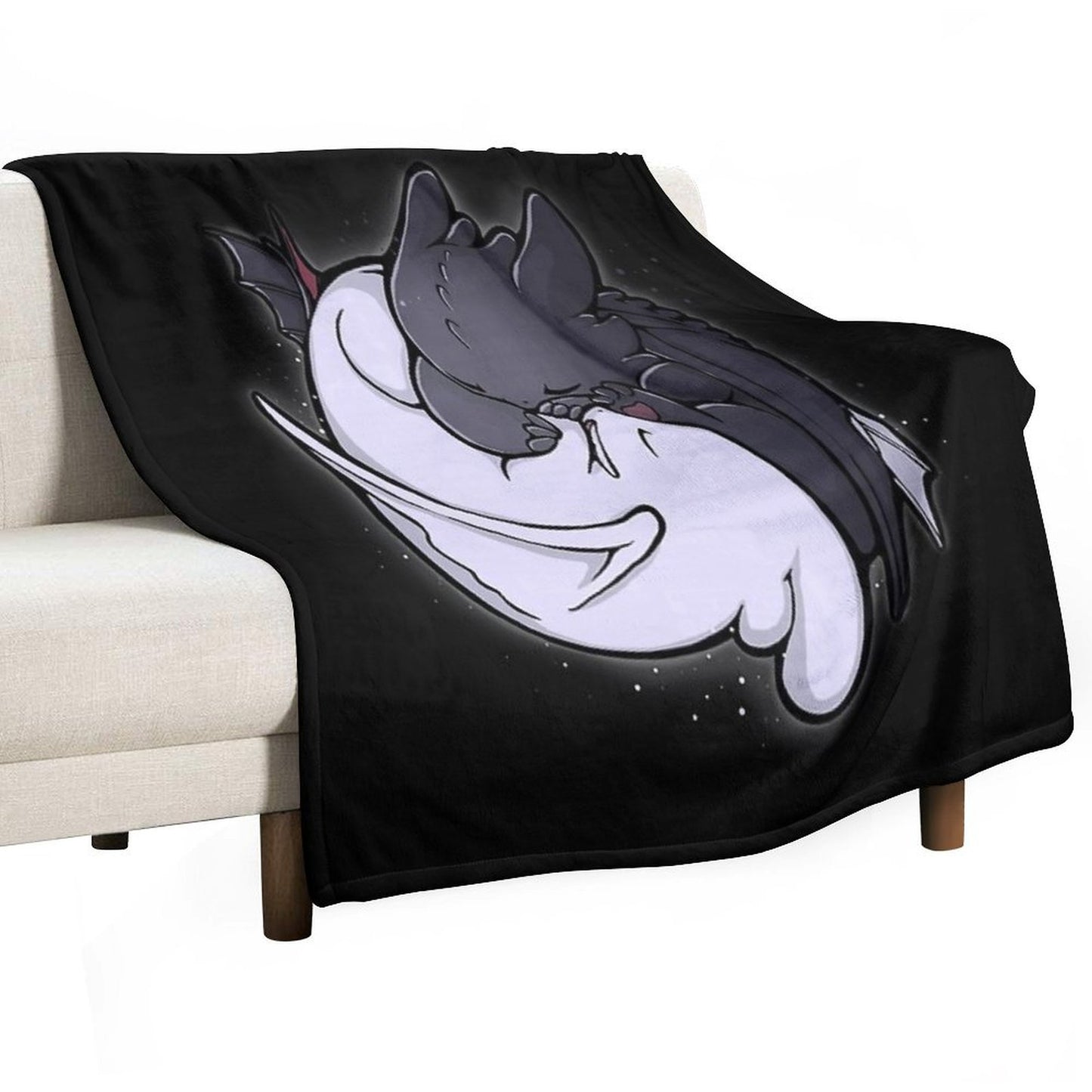 Toothless And Light Fury Hugging Throw Blanket