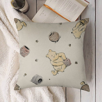 Vintage Pooh Linen Throw Pillow Cover