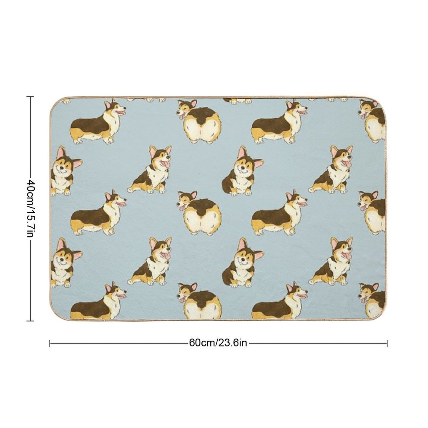 Tri Color Corgi Dog Bath Mat