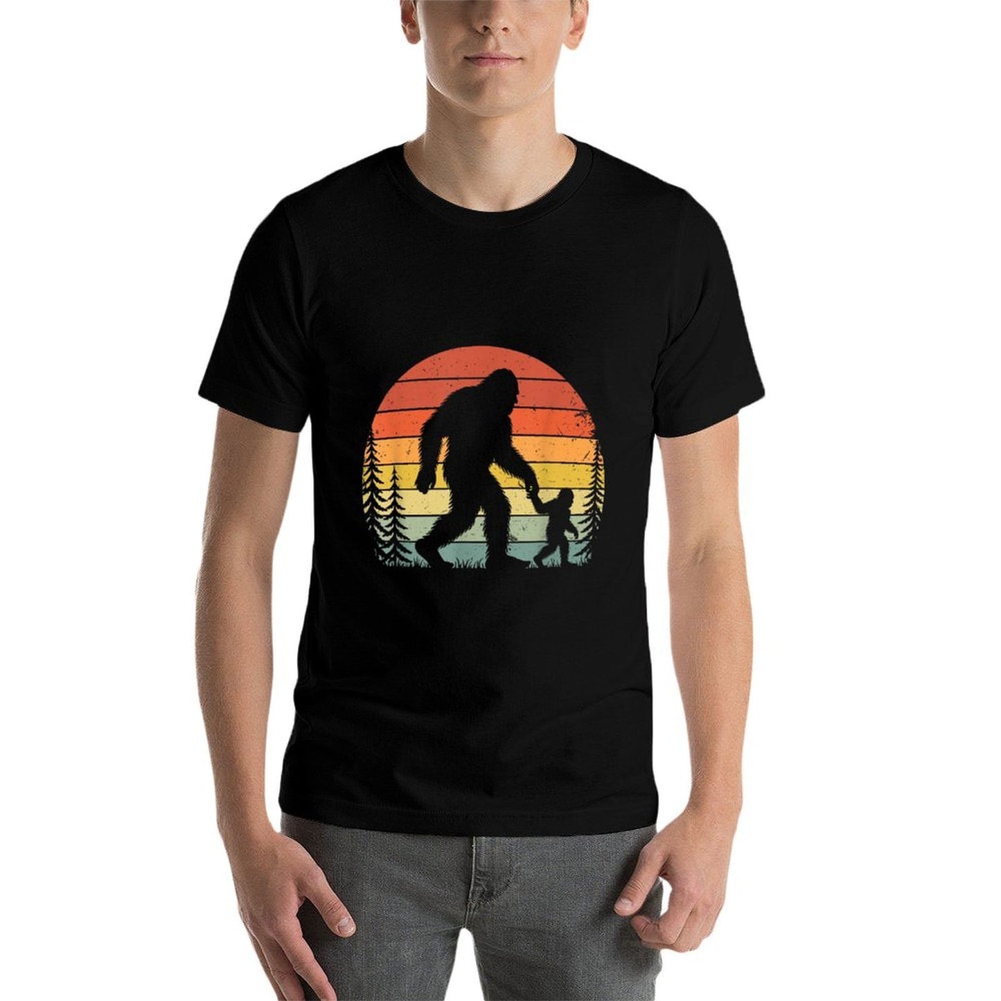 Retro Vintage Bigfoot Dad Fathers Day Father Son Matching  Relaxed-fit T-Shirt