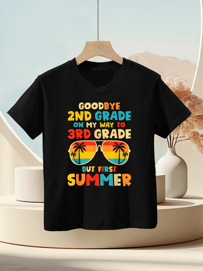Goodbye 2nd Grade Graduation To 3rd Grade Hello Summer Kids Kids T-Shirt