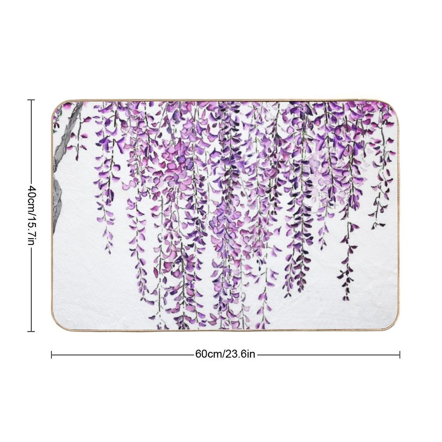Hand Painted Purple Wisteria  in Bloom Bath Mat