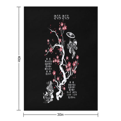 Sakura Sakura (White) Throw Blanket