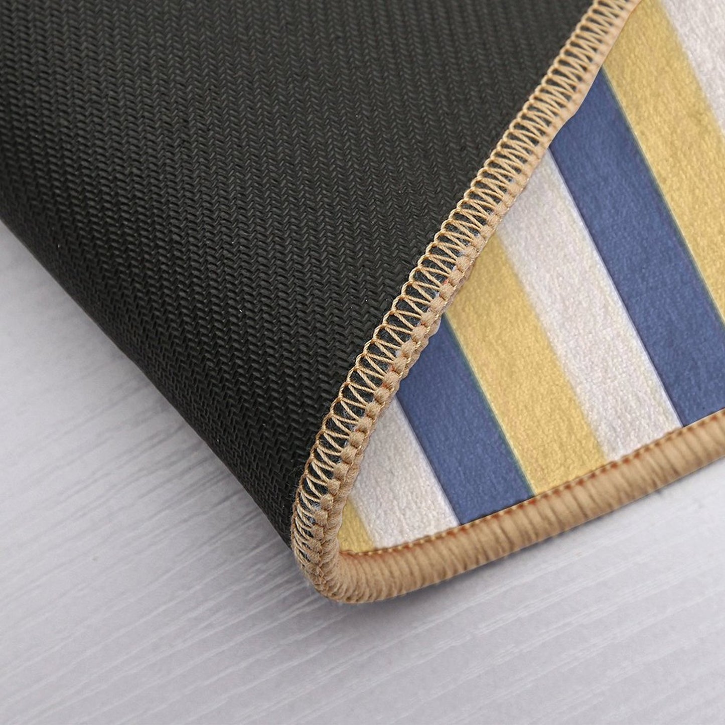 Blue Yellow Stripes - Striped Bath Mat