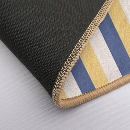 Blue Yellow Stripes - Striped Bath Mat