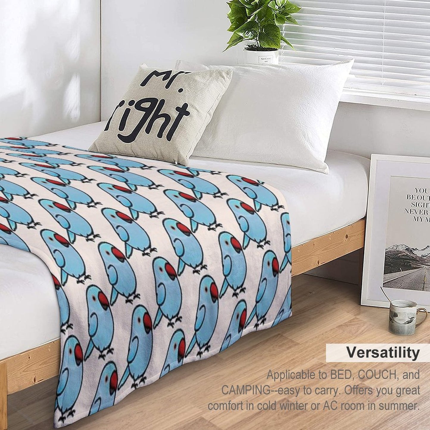 Chubby Blue Indian Ringneck Parakeet - Female Throw Blanket
