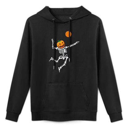 Skeleton Volleyball Halloween Pumpkin Unisex Design Hoodie