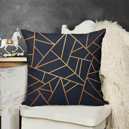 Copper And Midnight Navy Linen Throw Pillow Cover