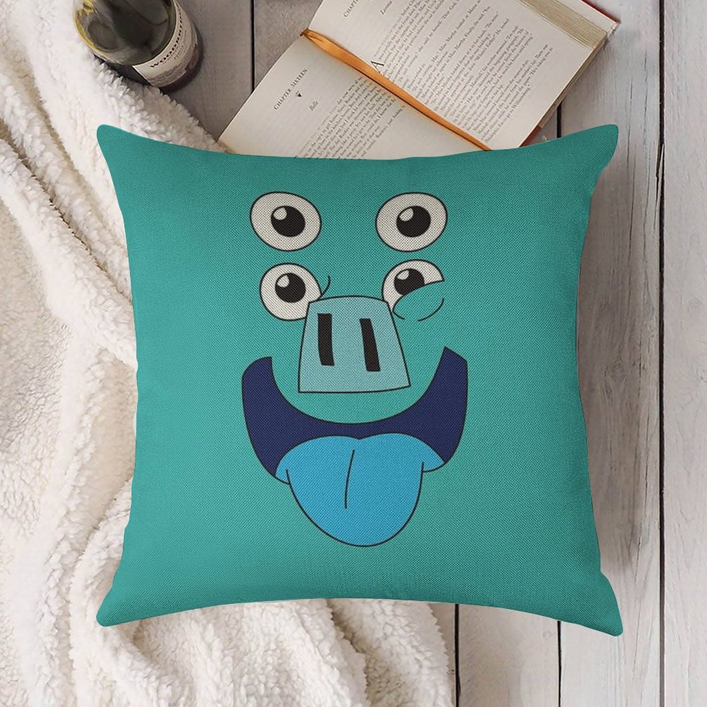 Kipo - Pig Face Linen Throw Pillow Cover