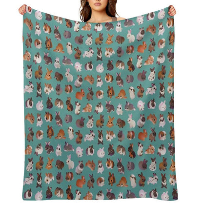 Bunny Day - Green Throw Blanket