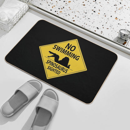 No Swimming - Spinosaurus Sign Bath Mat