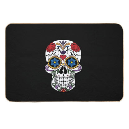 Halloween Skull Floral Rose Bath Mat