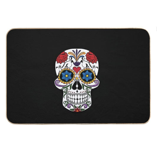 Halloween Skull Floral Rose Bath Mat
