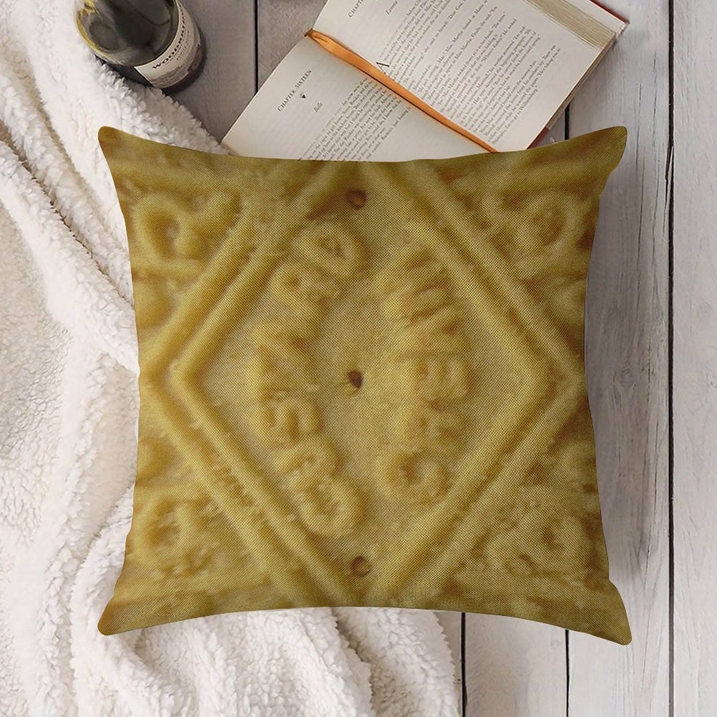 Custard Cream Linen Throw Pillow Cover
