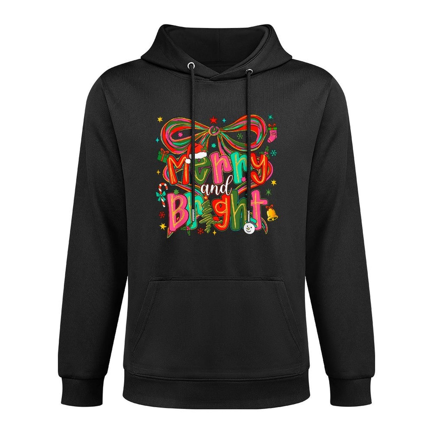 Preppy Merry And Bright Coquette Bow Pink Christmas Tree Colorfast Hoodie