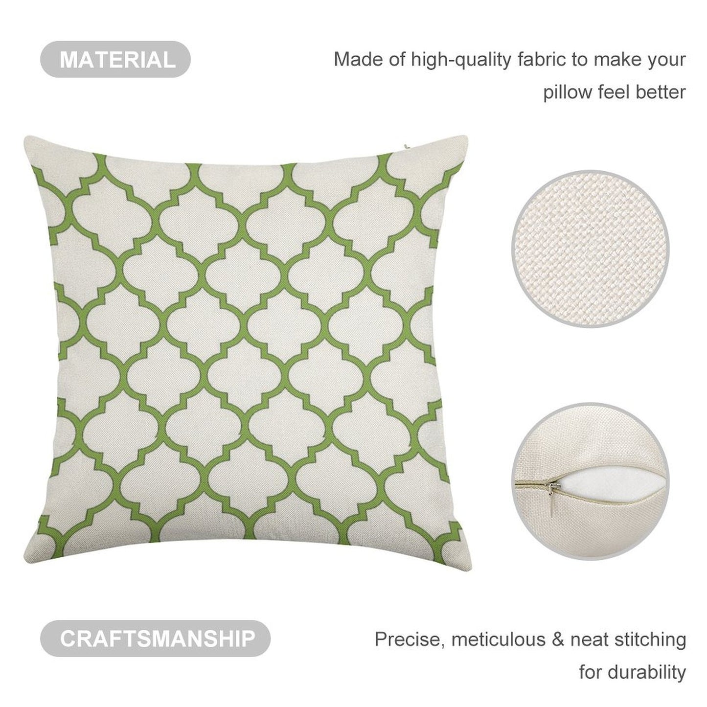 PANTONE COLOUR OF THE YEAR 2017 GREENERY DOMES QUATREFOIL GEOMETRIC PATTERN BY OZCUSHIONSTOO Linen Throw Pillow Cover