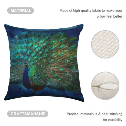 Being Yourself - Peacock Art Linen Throw Pillow Cover