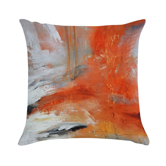 Red Orange Abstract Print Soft Luxury Feel Throw Pillow