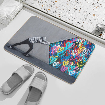 Behind The Curtain Graffiti Hearts Spray Paint Art Bath Mat