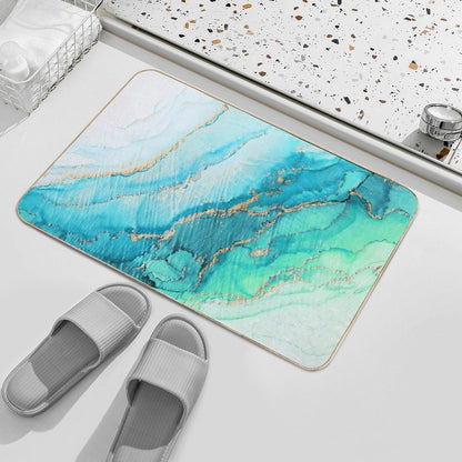 Turquoise Aqua Gold Ocean  Pet-Safe Bath Mat