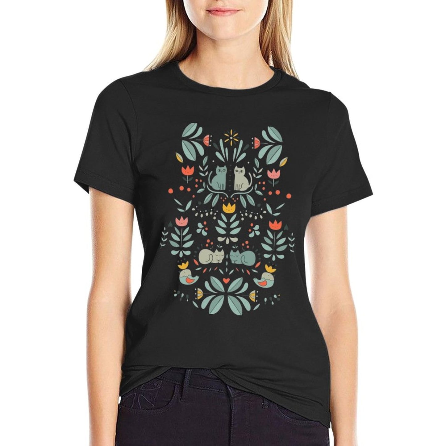 Swedish Folk Cats  Tagless Design T-Shirt