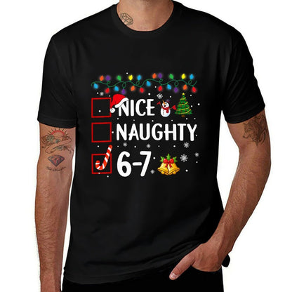 Funny 6-7 Meme Nice Naughty 67 Christmas Brain Rot  Quick-drying T-Shirt