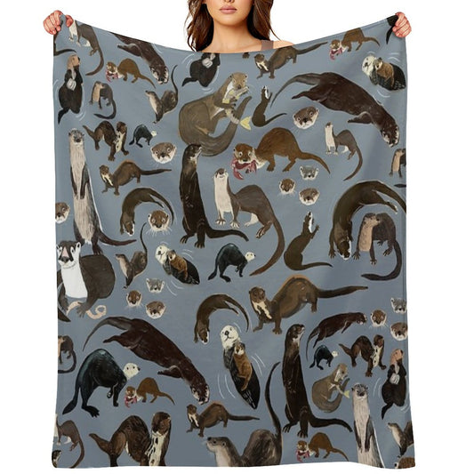 Old World Otters Throw Blanket
