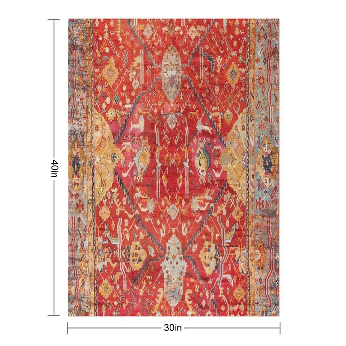 Antique Turkish Oushak Rug Print Throw Blanket