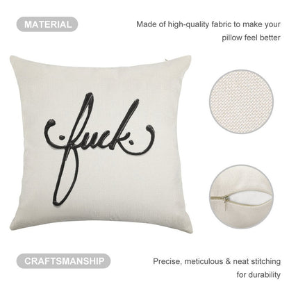 Cursive Curse Linen Throw Pillow Cover