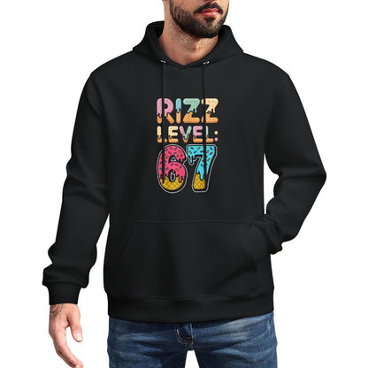 Rizz Level 67 Funny 67 Six Seven Meme Rizz Level Breathable Fabric Hoodie
