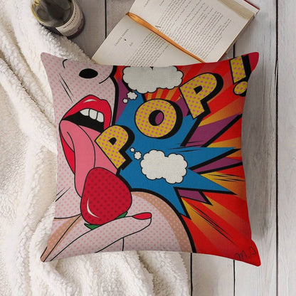Pop Art Linen Throw Pillow Cover
