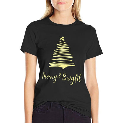 Merry  Bright Christmas Holiday Gold Merry Christmas Tree  Moisture-wicking T-Shirt