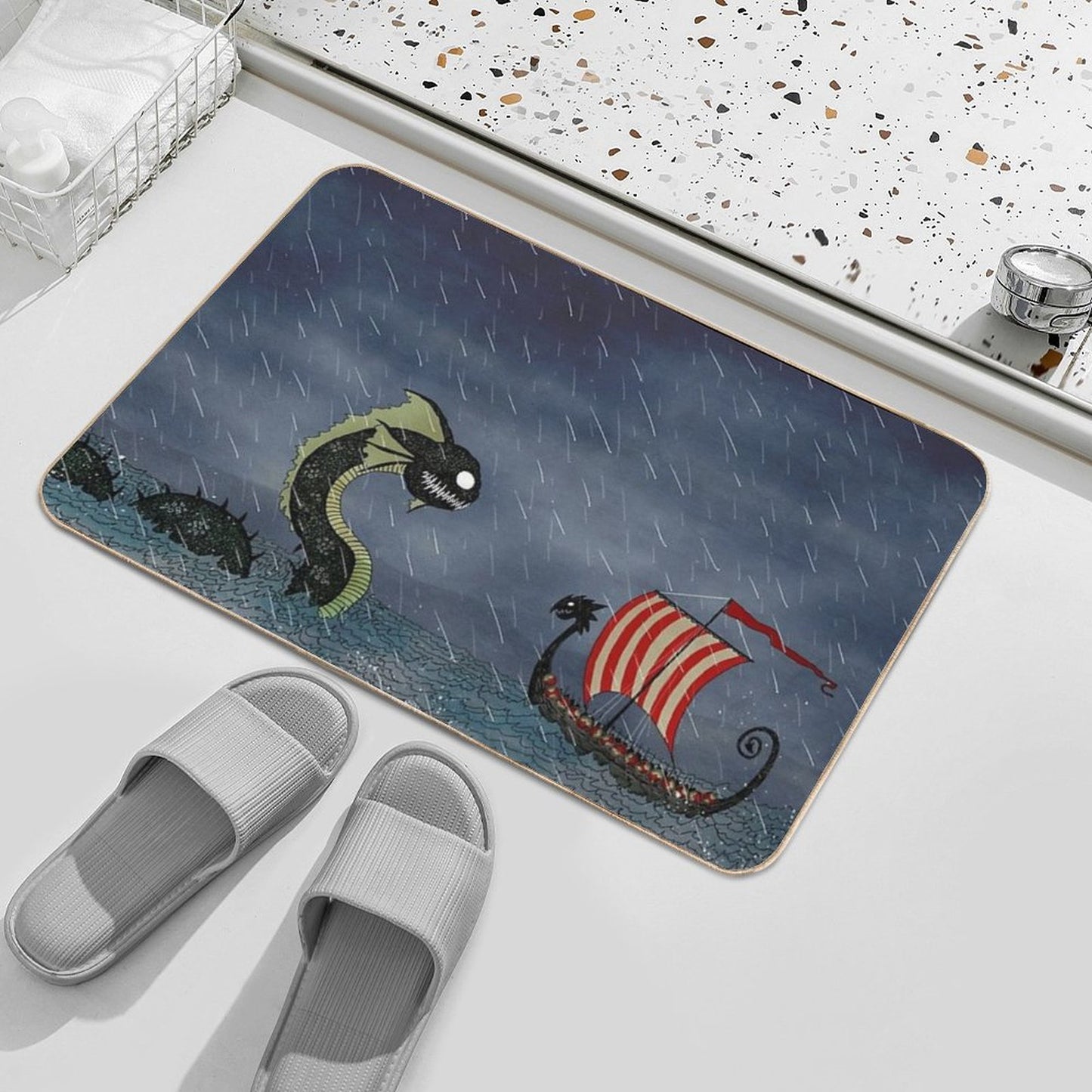 Vikings & Sea Serpent Bath Mat