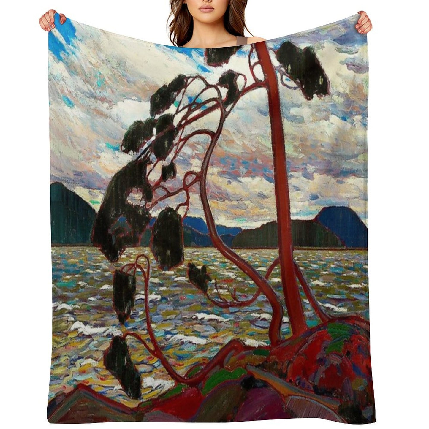 WEST WIND  Vintage 1919 Tom Thomson Algonquin Park Art Print Throw Blanket