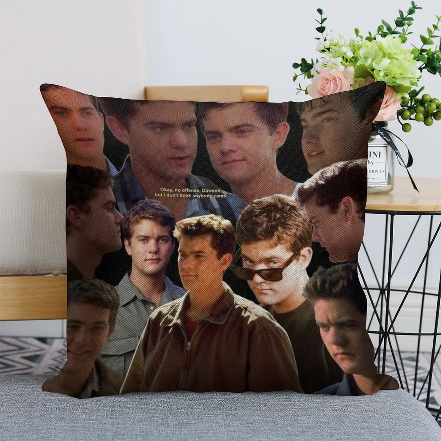 Joshua Jackson Collage Linen Throw Pillow Cover