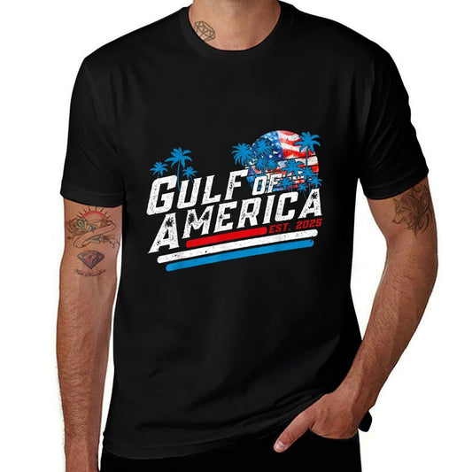 Retro Gulf Of USA America Est 2025 American Gulf Mexico  Rolled Sleeves T-Shirt