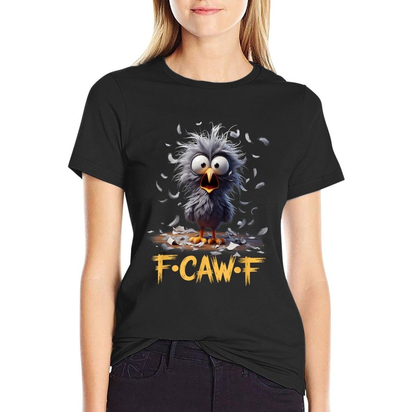 F-Caw-F Messy Bird Shocked Face Feather Chaos Cartoon Humor  Odor-resistant T-Shirt