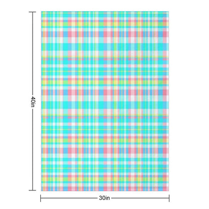Pastel Aqua Blue Pink Yellow Plaid Spring Preppy Throw Blanket