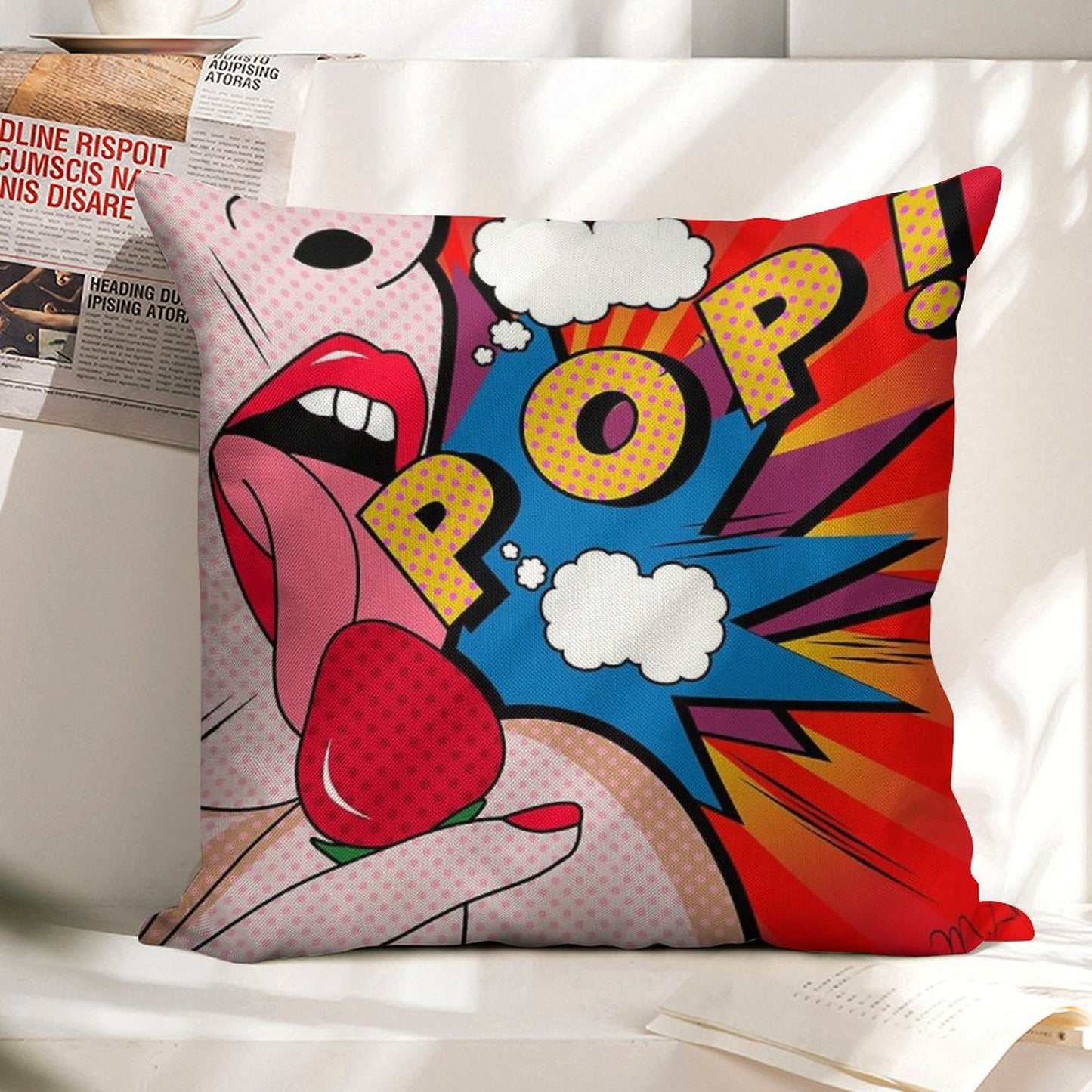 Pop Art Linen Throw Pillow Cover