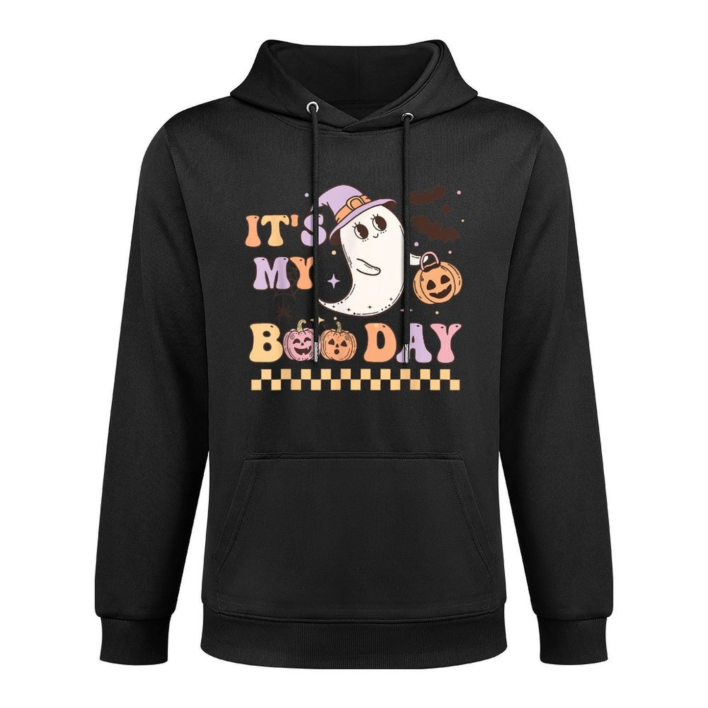 Funny Its My Boo Day Cute Halloween Birthday Ghost Pink Bow Shape Retention Hoodie