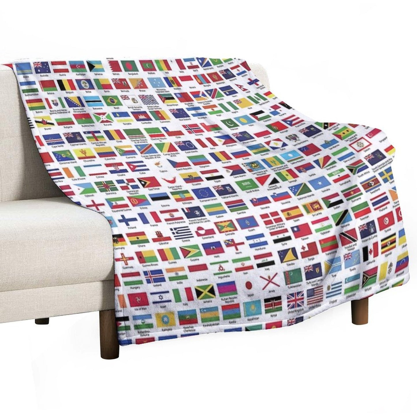 World Flags with Country Names Throw Blanket