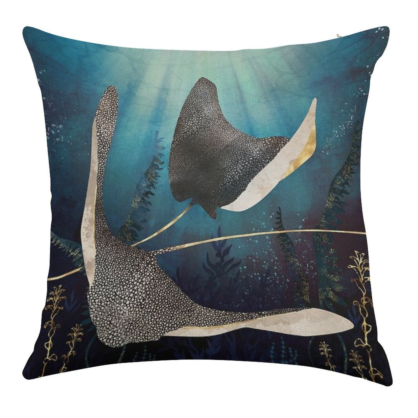 Metallic Stingray Linen Throw Pillow Cover