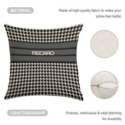 Recaro Seat Houndstooth Upholstery Linen Throw Pillow Cover